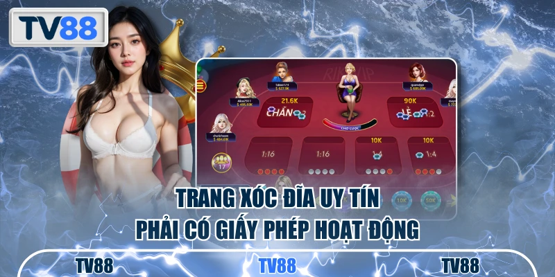 Trang Xóc Đĩa uy tín phải có giấy phép hoạt động
